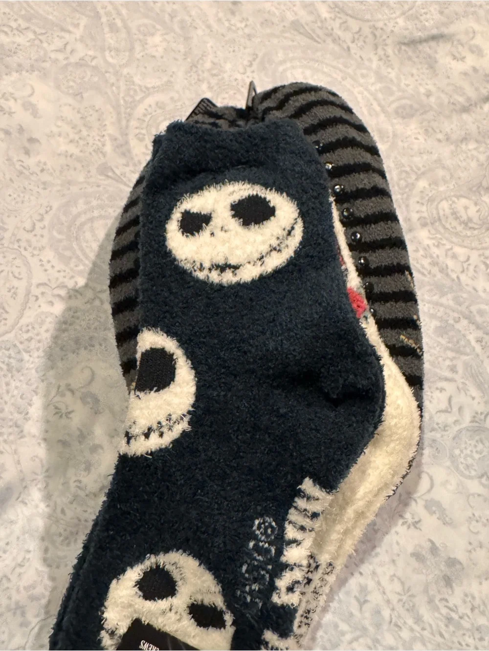 The Nightmare Before Christmas Fuzzy Jack & Sally socks & Jack no slip Slippers
